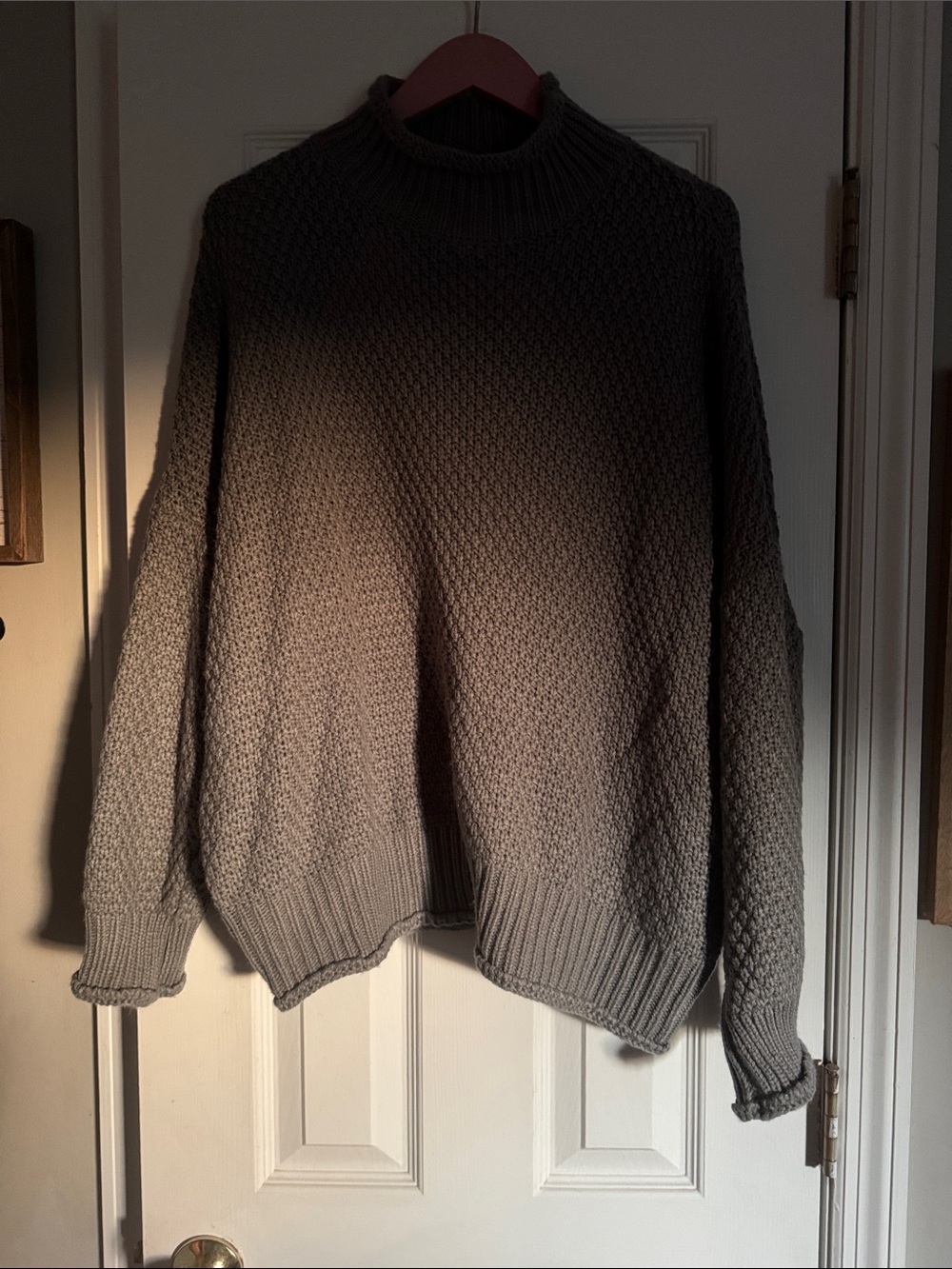 Women's Gray Cowl-Neck Textured Sweater
